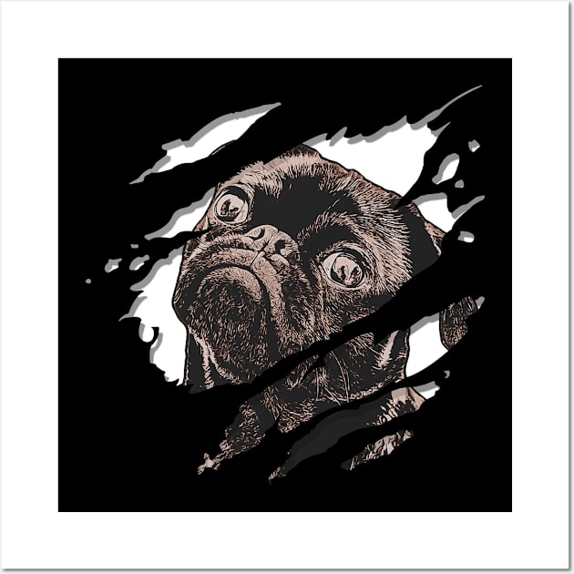 Pug Lovers Ripped Design Style Wall Art by Rebrand